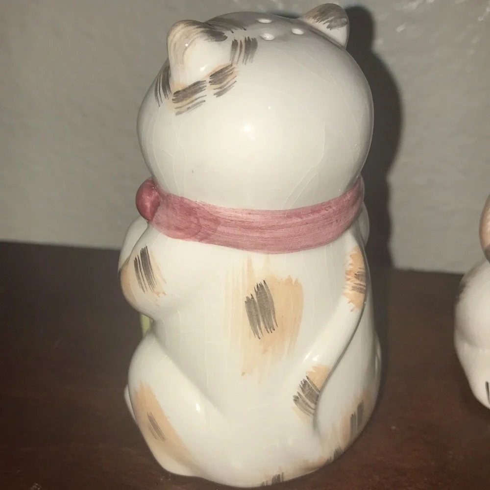 Matching Set Cat Salt and Pepper Shakers Cookies Bakers Unused Figurines